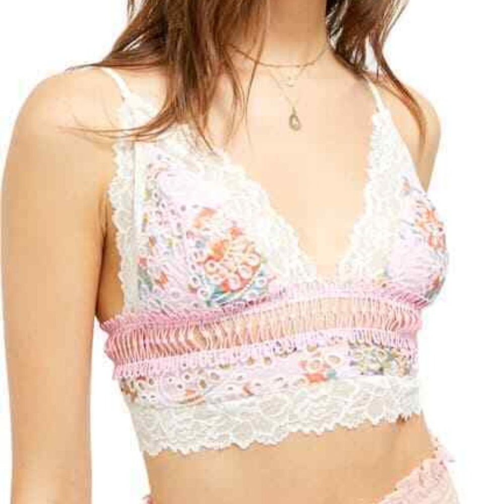 NEW Free People Emma Soft Lacy Embroidered Bra  - Picture 2 of 9